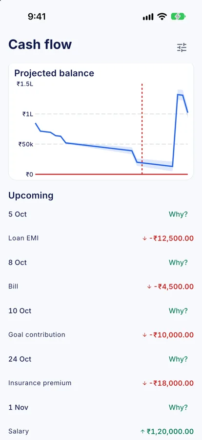 Cash-flow forecast screen